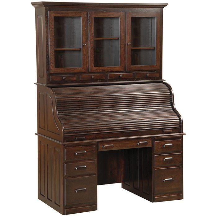Computer Amish Rolltop Desk with Hutch - Herron's Furniture