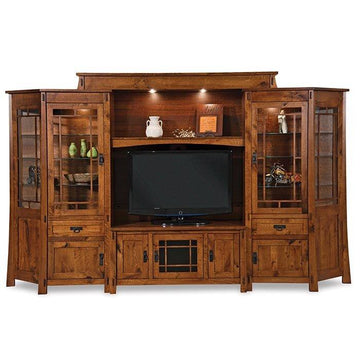 Modesto Amish 6-Piece Entertainment Center with Angled Sides - Herron's Furniture