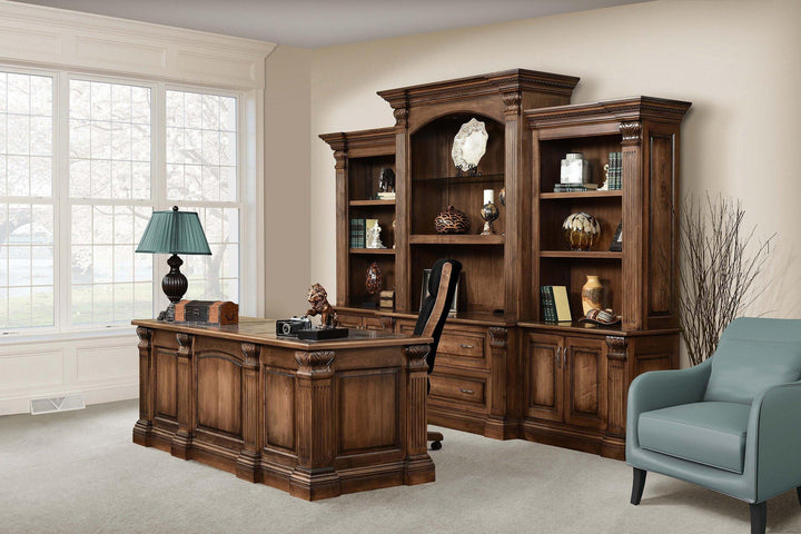 Montereau Amish Office Collection with Desk, Chairs, and Hutch