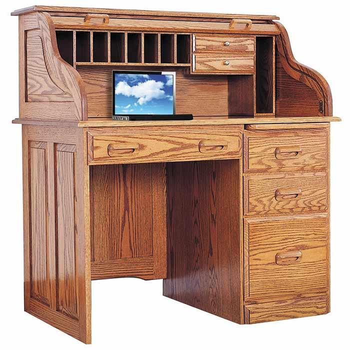 Regency Amish Single Pedestal Rolltop Desk - Herron's Furniture